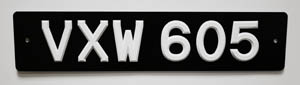 raised digit number plate front